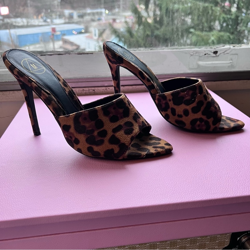 Leopard Open Toe Mule Heels